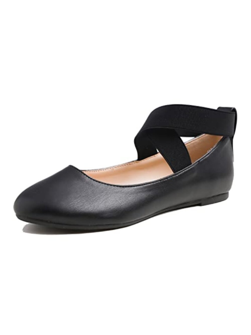 Women's Fashion Elastic Ankle Strap Round Toe Ballet Flats Walking Shoes